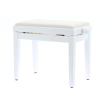 PB/010 WH L Panca in Legno Bianco Lucido per Pianoforte