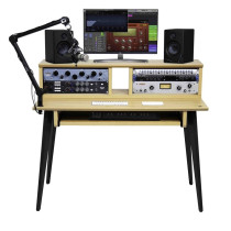 GFW-ELITEDESK-MPL Scrivania workstation Elite in acero naturale opaco per studi di registrazione e content creator