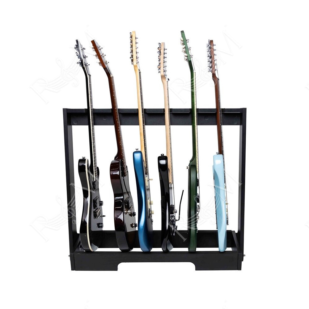 GFW-GTR-WD6RK-BLK Supporto in legno per 6 chitarre con finitura nera