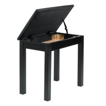 GFW-KEYBENCH-WDBKS Panchetta in legno nera con vano portaoggetti per tastiera o pianoforte