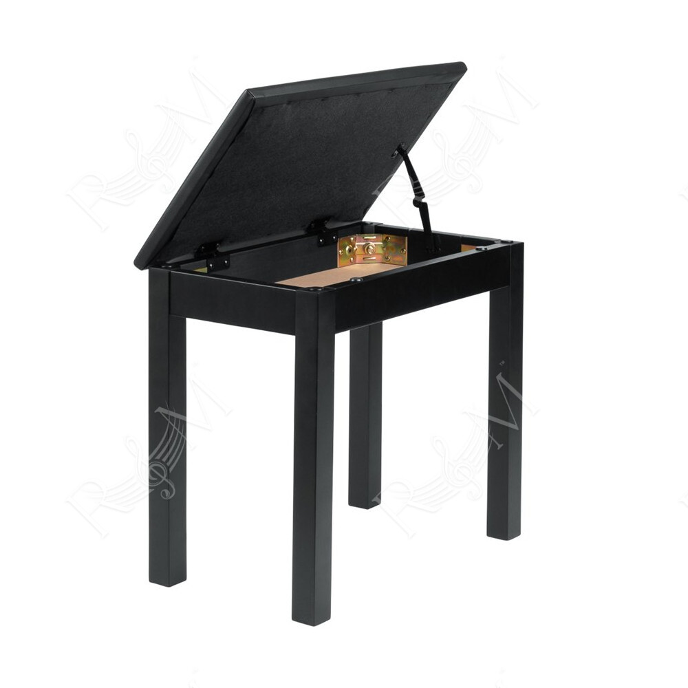 GFW-KEYBENCH-WDBKS Panchetta in legno nera con vano portaoggetti per tastiera o pianoforte