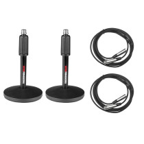 GFW-MIC-DESKTOP-2PK Set da 2 supporti microfonici da tavolo con cavi XLR