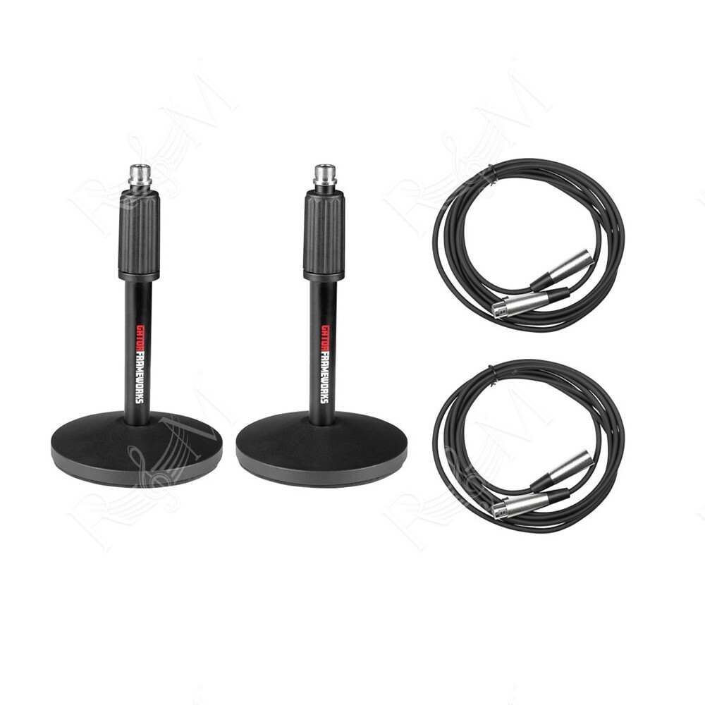 GFW-MIC-DESKTOP-2PK Set da 2 supporti microfonici da tavolo con cavi XLR