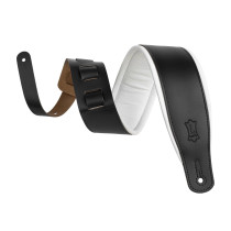 M26PD-BLK_WHT Tracolla in pelle pieno fiore imbottita Black e White 3"