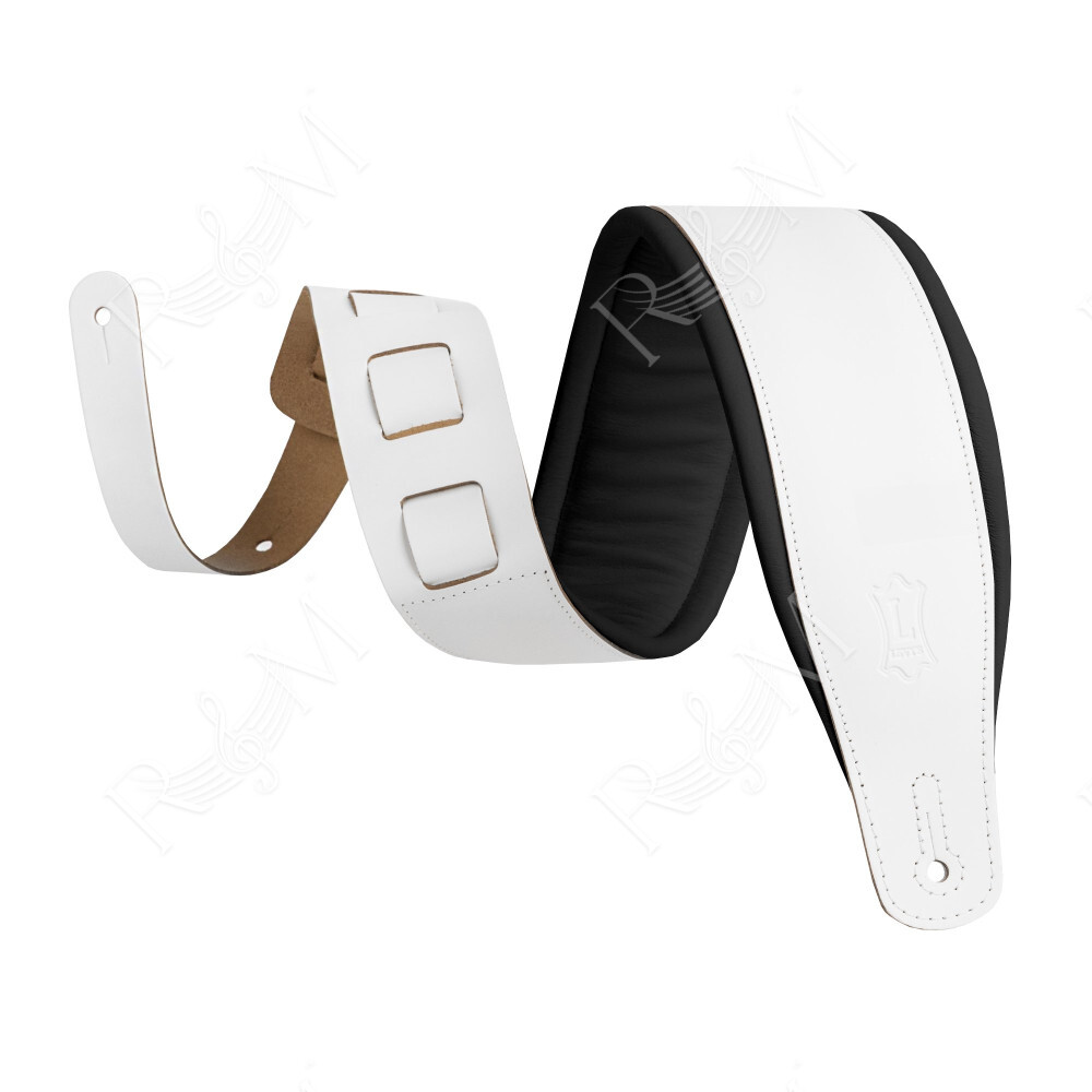 M26PD-WHT_BLK Tracolla in pelle pieno fiore imbottita White e Black 3"