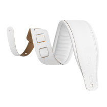 M26PD-WHT_WHT Tracolla in pelle pieno fiore imbottita White e White 3"