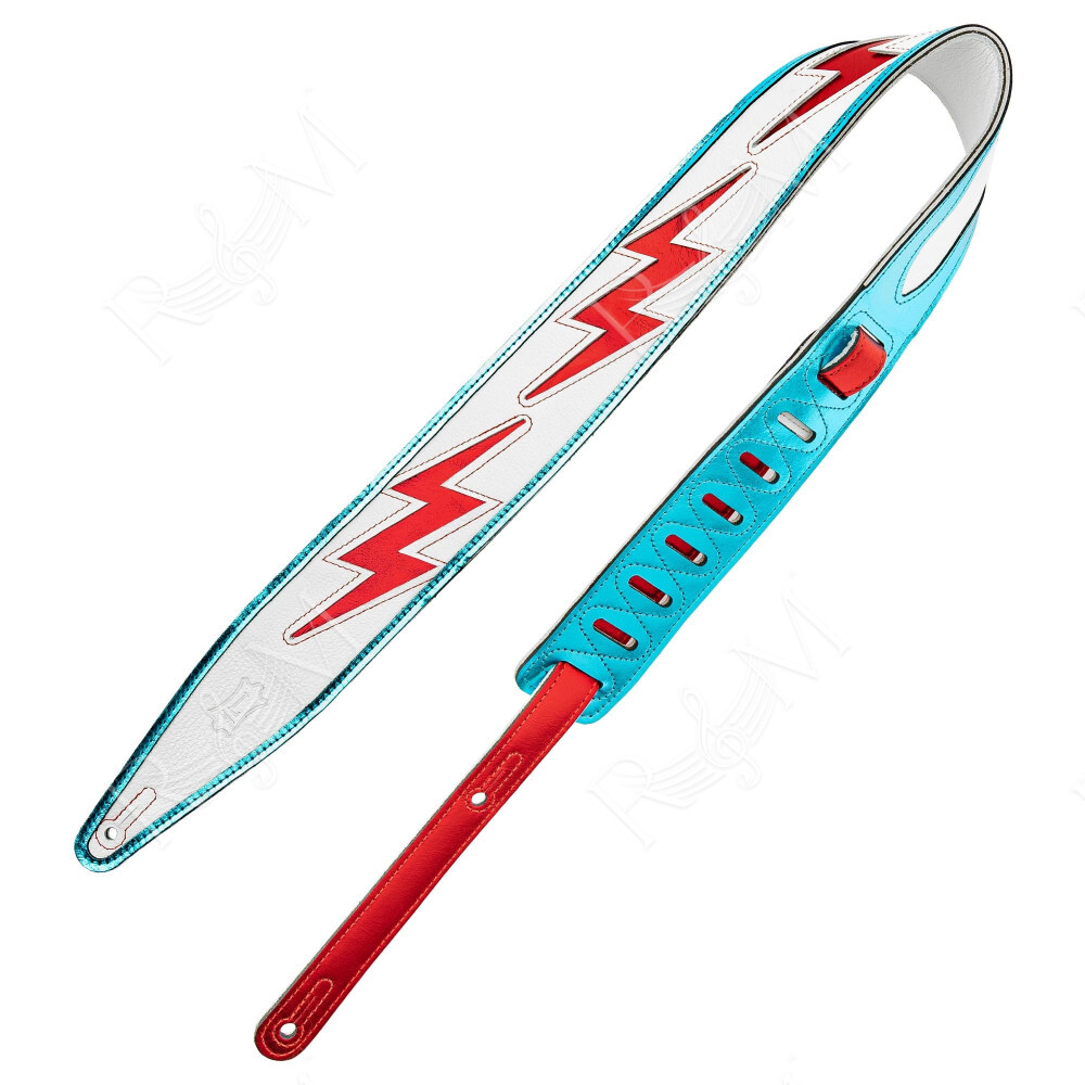 MJH317-006 Tracolla in pelle Glam Rock lightning Bolt 2.5"