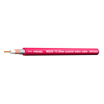 Cavo video RG59 75 Ohm a doppia schermatura (rame rosso - rame stagnato) con guaina in PVC.