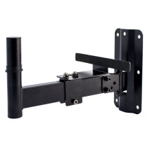 Robusto supporto in acciaio tubolare a parete per casse acustiche con staffa posteriore di sicurezza.
