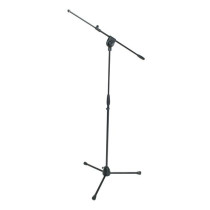 Asta professionale a giraffa telescopica per microfono, con base tripoide e snodo superiore in alluminio.