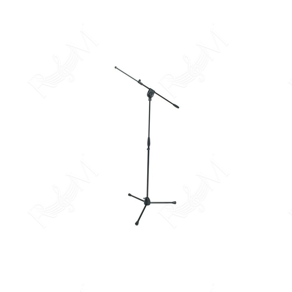 Asta professionale a giraffa telescopica per microfono, con base tripoide e snodo superiore in alluminio.