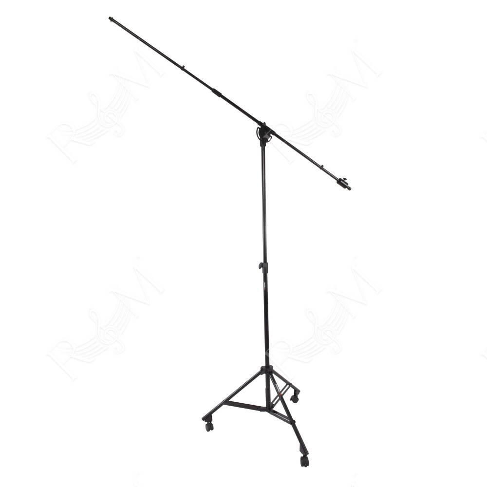 Asta microfonica professionale di grandi dimensioni con giraffa telescopica con ruote frenanti e pivottanti