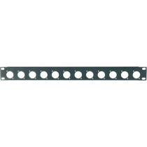 Pannello preforato 1 unità rack 19' con N. 12 fori per connettori da pannello XLR/SPEAKON (ø 24 mm.).