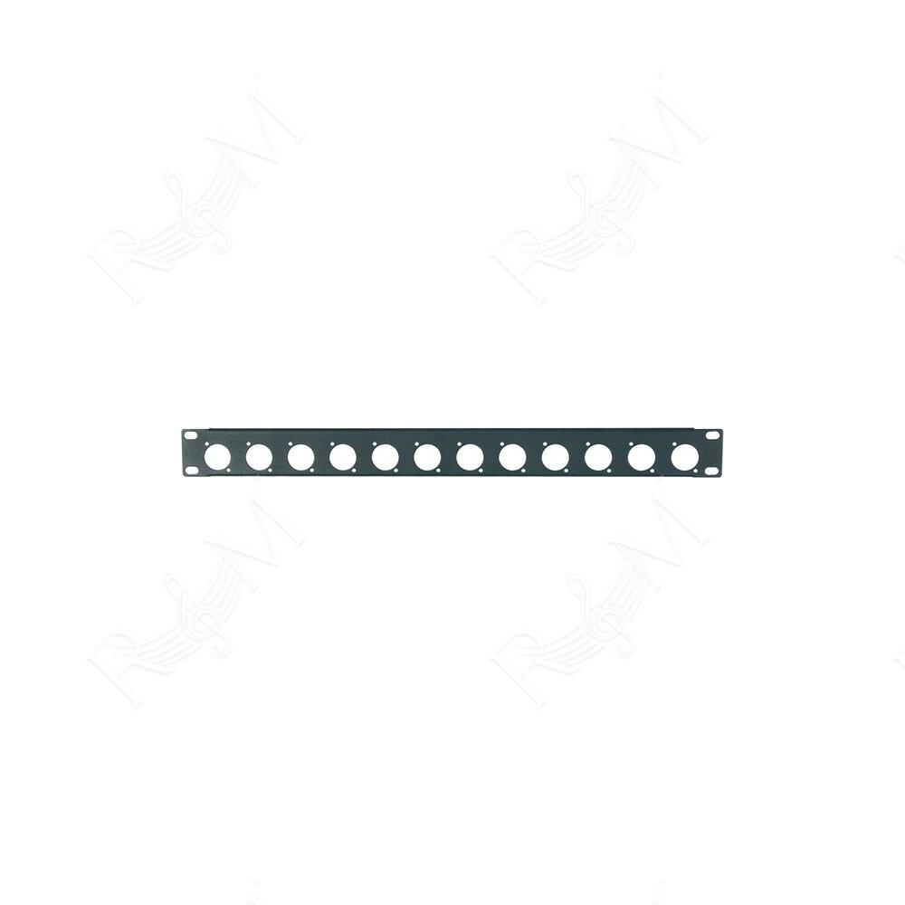 Pannello preforato 1 unità rack 19' con N. 12 fori per connettori da pannello XLR/SPEAKON (ø 24 mm.).