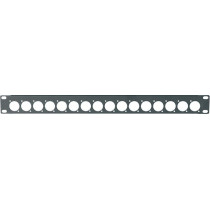 Pannello preforato 1 unità rack 19' con N. 16 fori per connettori da pannello XLR (ø 24 mm.).