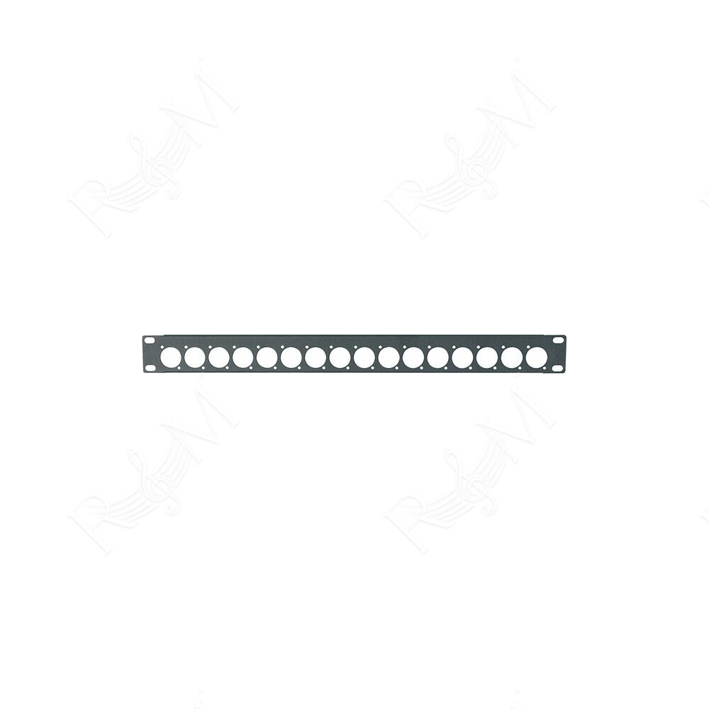 Pannello preforato 1 unità rack 19' con N. 16 fori per connettori da pannello XLR (ø 24 mm.).