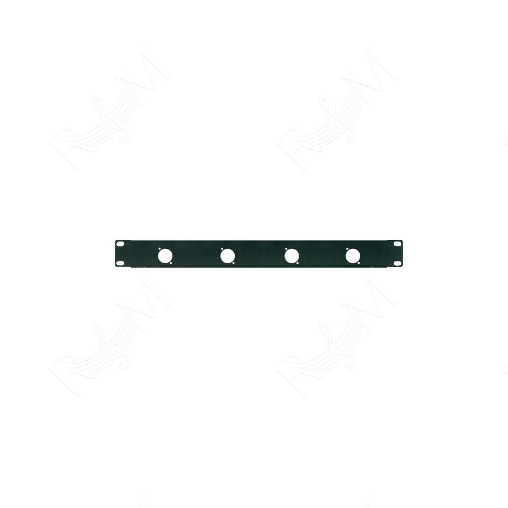 Pannello preforato 1 unità rack 19' con N. 4 fori per connettori da pannello XLR/SPEAKON (ø 24 mm.).