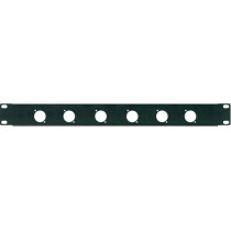 Pannello preforato 1 unità rack 19' con N. 6 fori per connettori da pannello XLR/SPEAKON (ø 24 mm.).