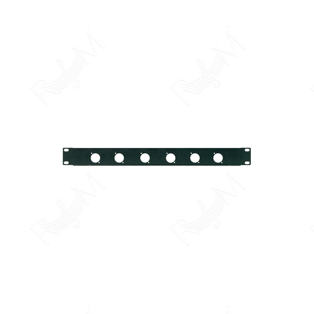 Pannello preforato 1 unità rack 19' con N. 6 fori per connettori da pannello XLR/SPEAKON (ø 24 mm.).