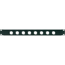Pannello preforato 1 unità rack 19' con N. 8 fori per connettori da pannello XLR/SPEAKON (ø 24 mm.).