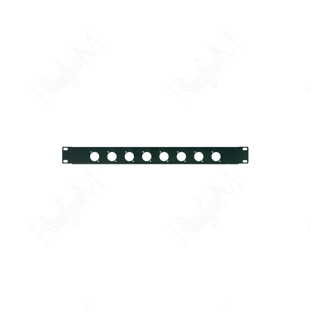 Pannello preforato 1 unità rack 19' con N. 8 fori per connettori da pannello XLR/SPEAKON (ø 24 mm.).