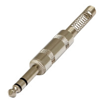 Connettore professionale jack stereo 6,3 mm – 1/4”. Colore: Argento.