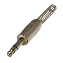 Connettore professionale jack stereo 6,3 mm – 1/4”. Colore: Argento.