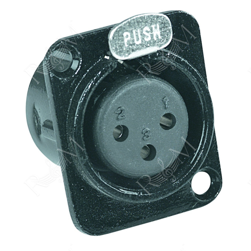 Presa da pannello XLR in alluminio 3 poli con push, a saldare. Colore: Nero.