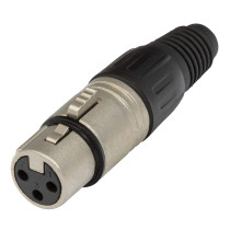 Presa volante XLR 3 poli, manicotto nichelato.