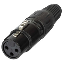 Presa volante XLR 3 poli, manicotto nichelato nero.