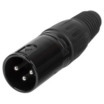 Spina volante XLR 3 poli, manicotto nichelato nero.