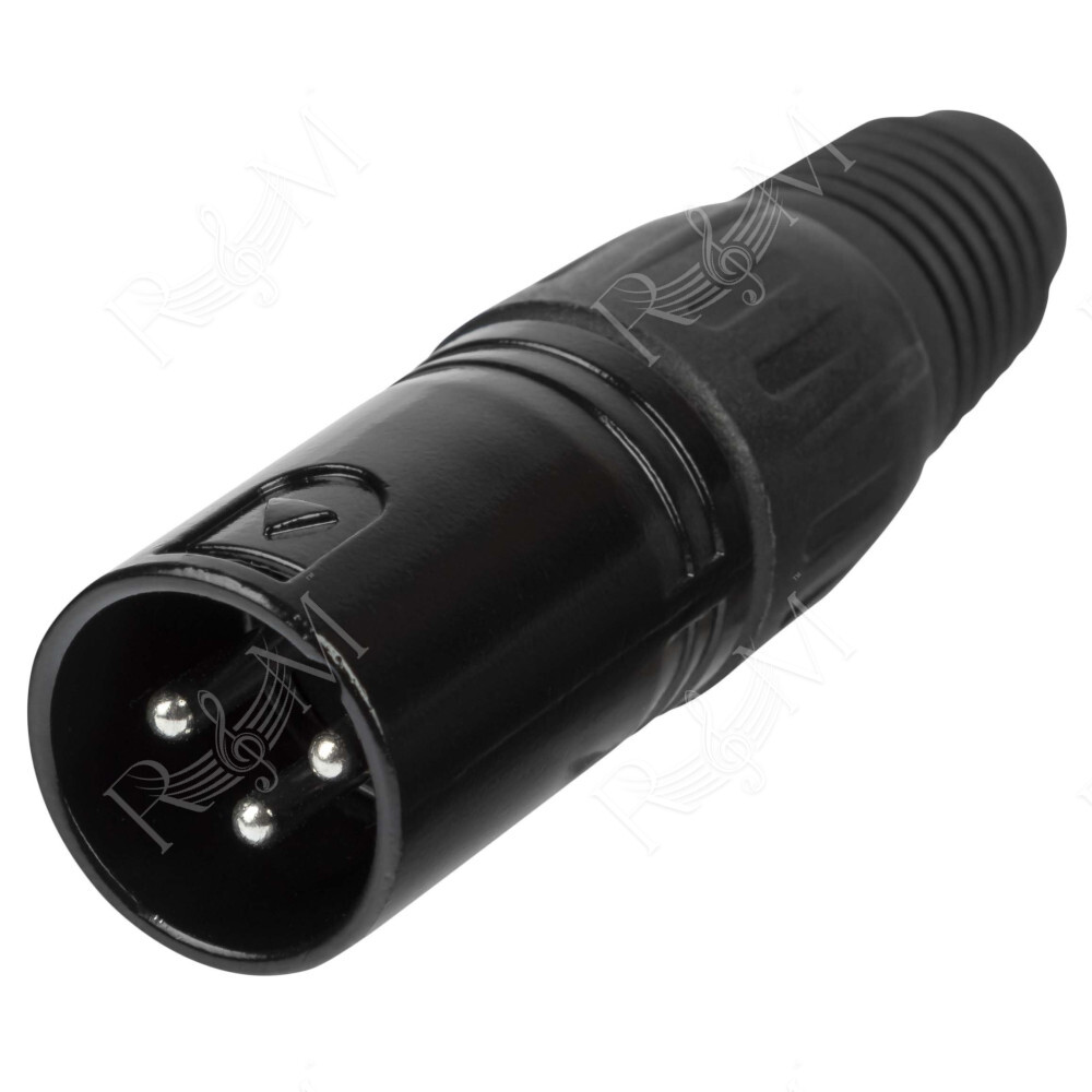 Spina volante XLR 3 poli, manicotto nichelato nero.
