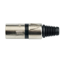 Spina volante XLR professionale 3 poli. Colore: Argento con anello nero.