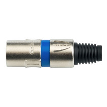 Spina volante XLR professionale 3 poli. Colore: Argento con anello blu.