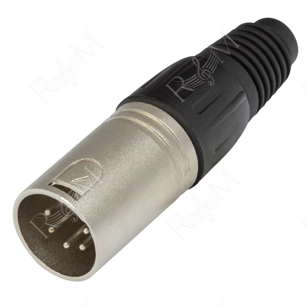 Spina volante XLR 5 poli, manicotto nichelato.