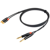 Cavo audio professionale "STEREO" con connessioni 2 x jack spina Mono Ø 6.3 mm REAN - 2 x spina RCA REAN. Lunghezza: 5 metri. Co