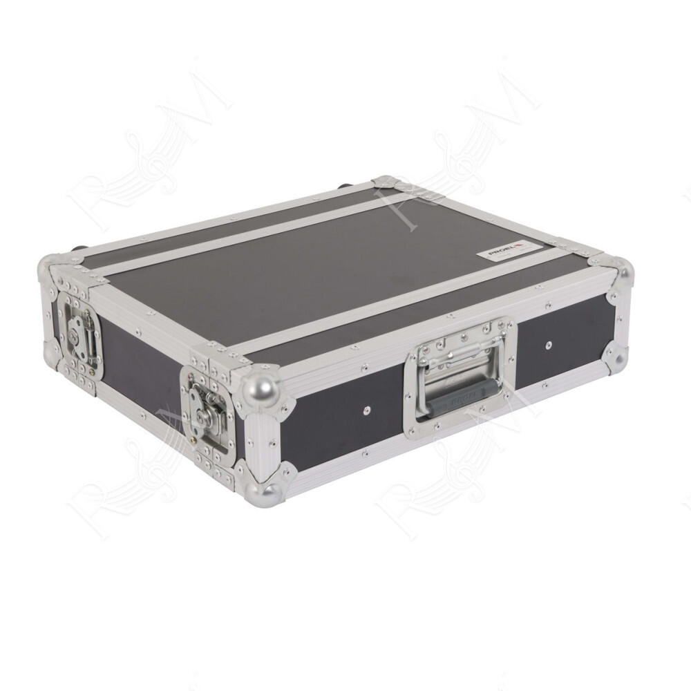 Flight case professionale 2U a rack 19', profondità utile corpo 25cm.