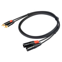 Cavo audio professionale ”STEREO” con connessioni 2 X spina RCA REAN - 2 x spina volante XLR 3P REAN . Lunghezza 1.5 m. Colore d