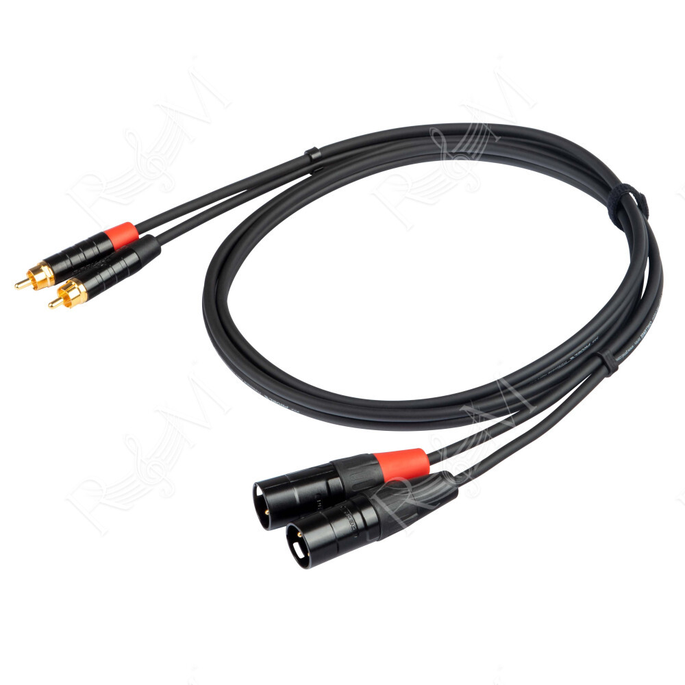 Cavo audio professionale ”STEREO” con connessioni 2 X spina RCA REAN - 2 x spina volante XLR 3P REAN . Lunghezza 1.5 m. Colore d