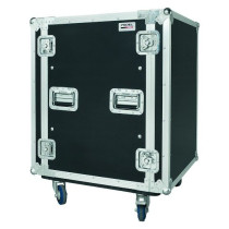 Flight case professionale 16U a rack 19' con telaio interno ammortizzato, profondità utile corpo 50 cm.