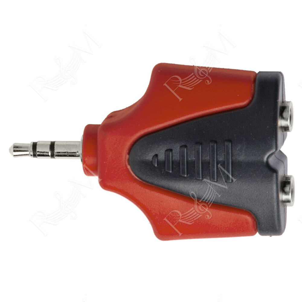 Adattatore spina 3,5 mm stereo > 2 x presa 3,5 mm stereo.