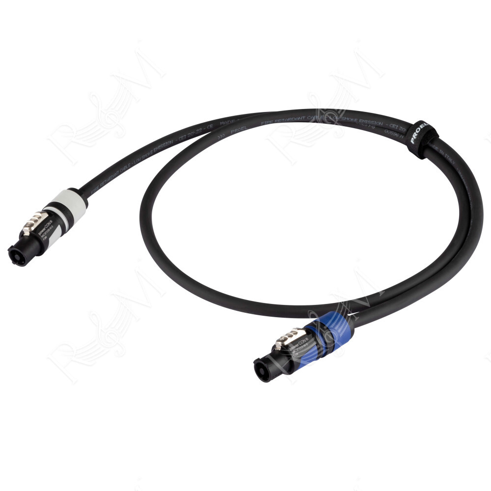Prolunga elettrica Professionale PROEL con cavo HPC3025FG “flame retardant” 3x2.5 mm2. Disponibile in nero. Lunghezza: 1.5 m