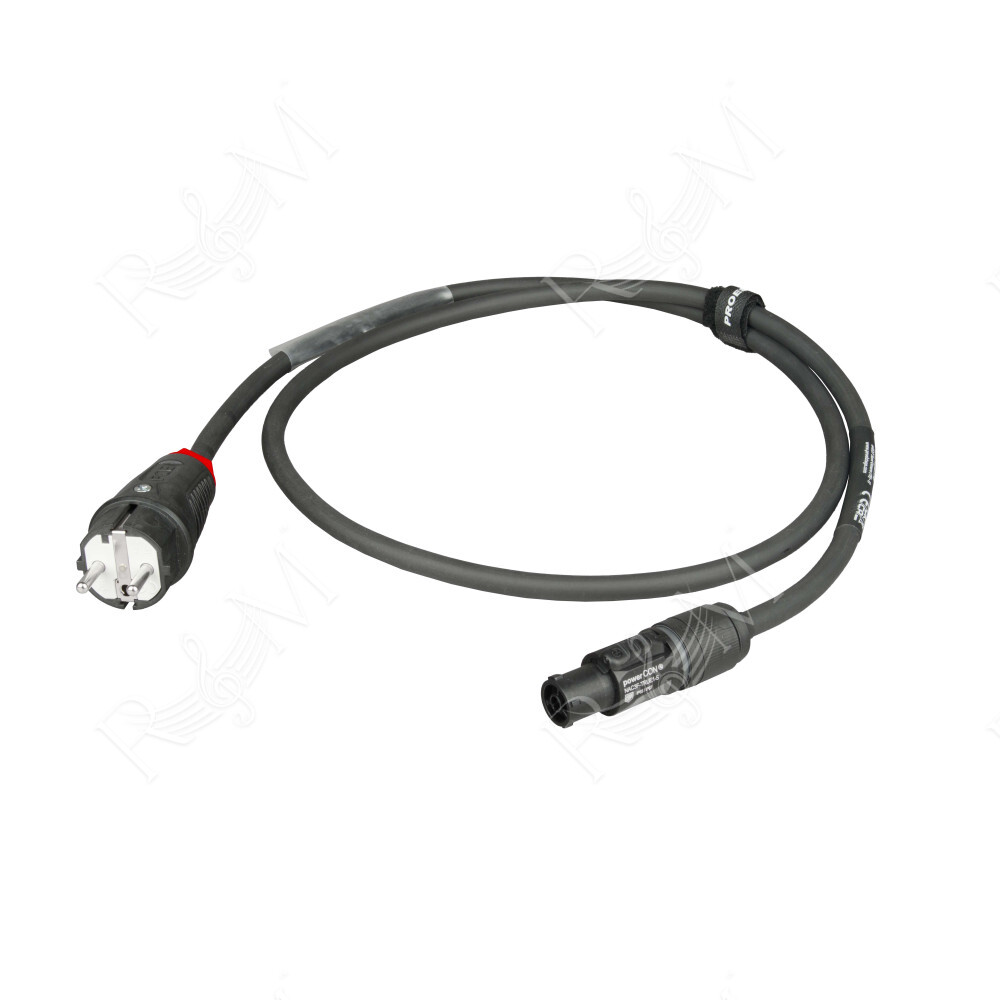 Cavo elettrico assemblato professionale PROEL con cavo HPC3025FG “flame retardant” 3x2.5 mm2. Disponibile in nero. Lunghezza: 1.