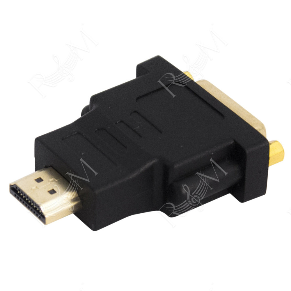 Adattatore professionale per segnali Video, da connettore DVI (24+5) femmina a connettore HDMI maschio. Colore nero con parti in