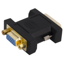 Adattatore professionale per segnali Video, da connettore VGA femmina a connettore DVI (24+5) maschio. Colore nero con parti in 