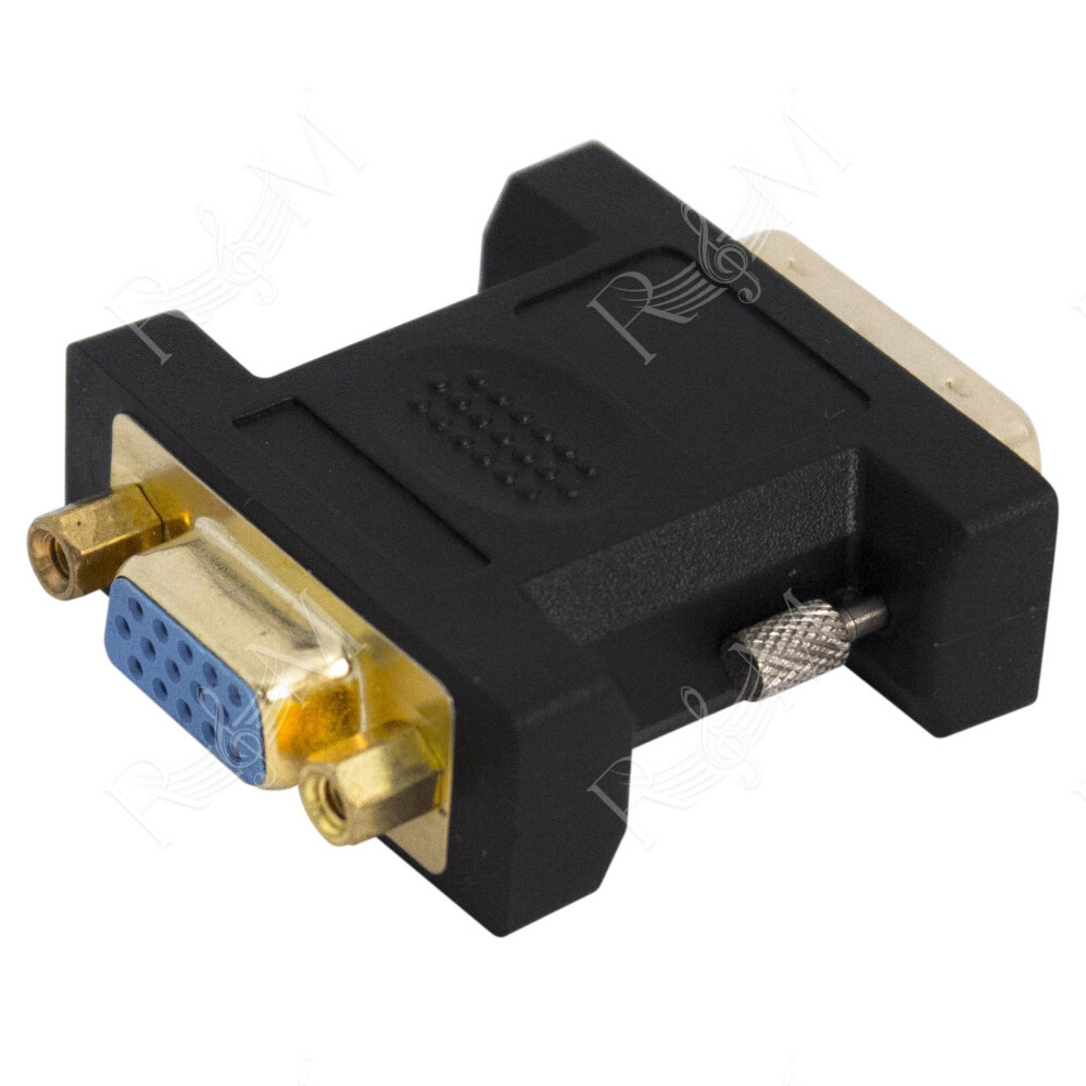 Adattatore professionale per segnali Video, da connettore VGA femmina a connettore DVI (24+5) maschio. Colore nero con parti in 