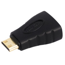 Adattatore professionale per segnali Video, da connettore HDMI femmina a connettore Mini HDMI maschio. Colore nero con parti in 
