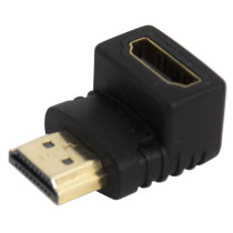Adattatore professionale ad angolo per segnali Video, da connettore HDMI maschio a connettore HDMI femmina. Colore nero con part
