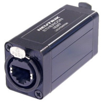 Accoppiatore etherCON RJ45 per realizzare prolunghe di cavi. Utilizzabile con i connettori NE8MX o qualsiasi plug RJ45 standard.