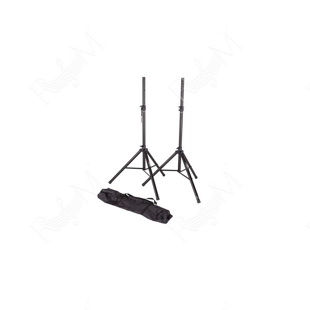 Coppia di supporti per diffusori acustici, realizzati in acciaio.